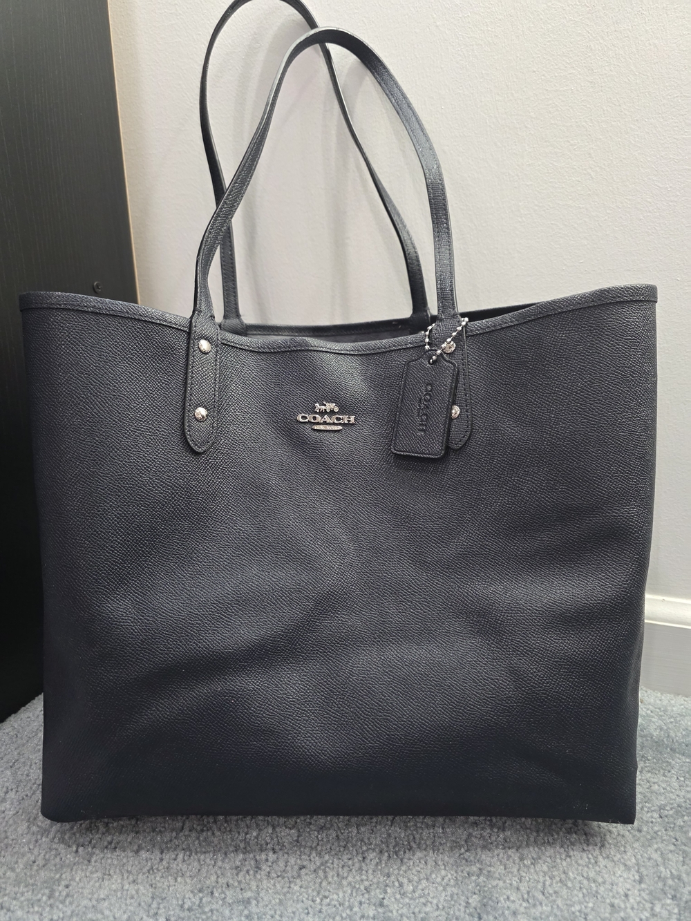 Coach Navy Pebbled Leather Everyday Tote